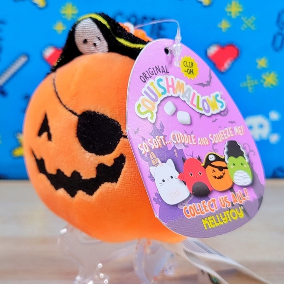 Squishmallow Paxton the Pirate Pumpkin 3.5" Clip Halloween Very HTF Plush NWT - Picture 5 of 10